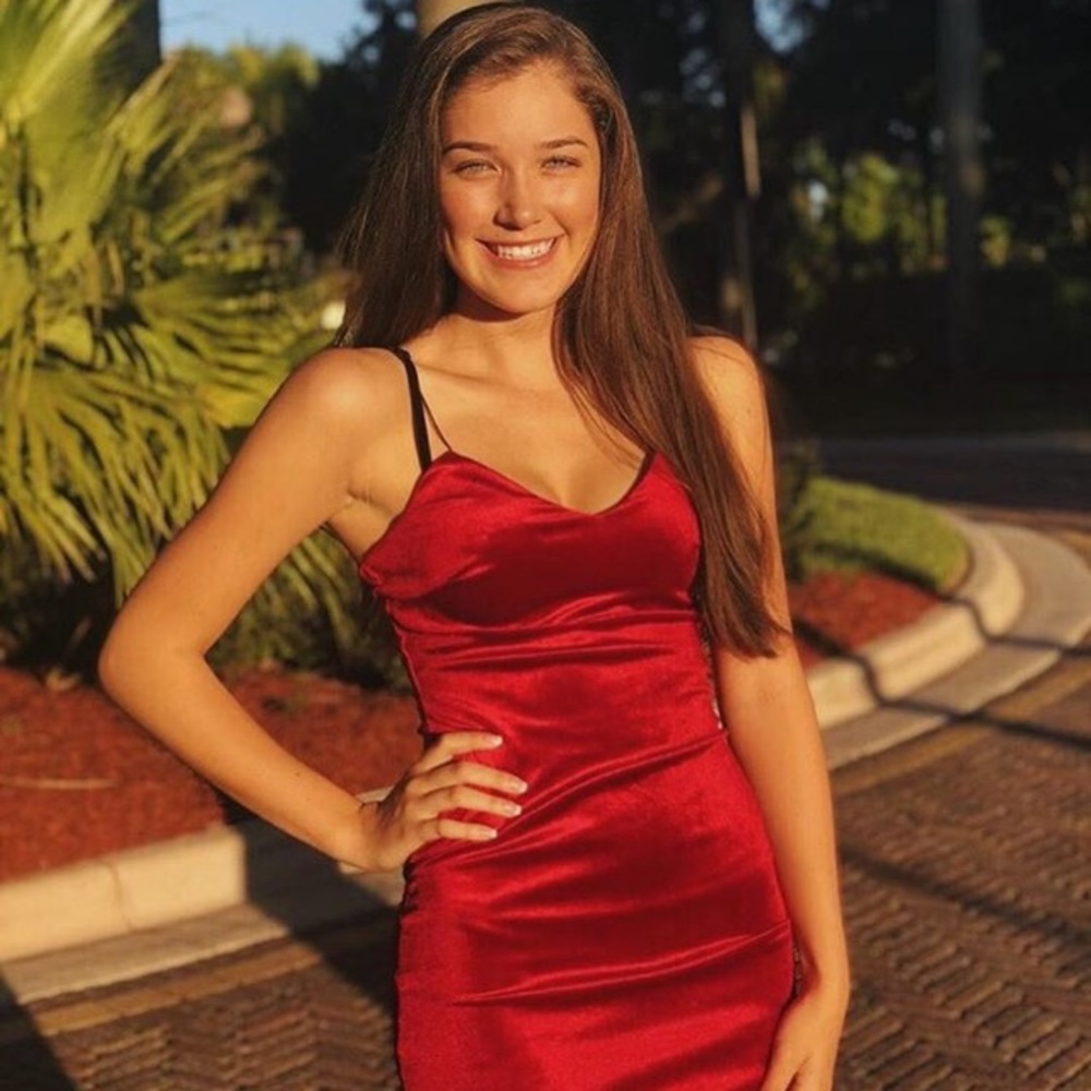 Red velvet midi cocktail dress